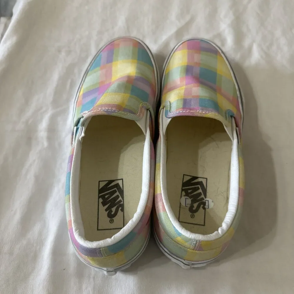 Vans Slip On Pastel Multicolor Check Womens Size 8 - Picture 4 of 6